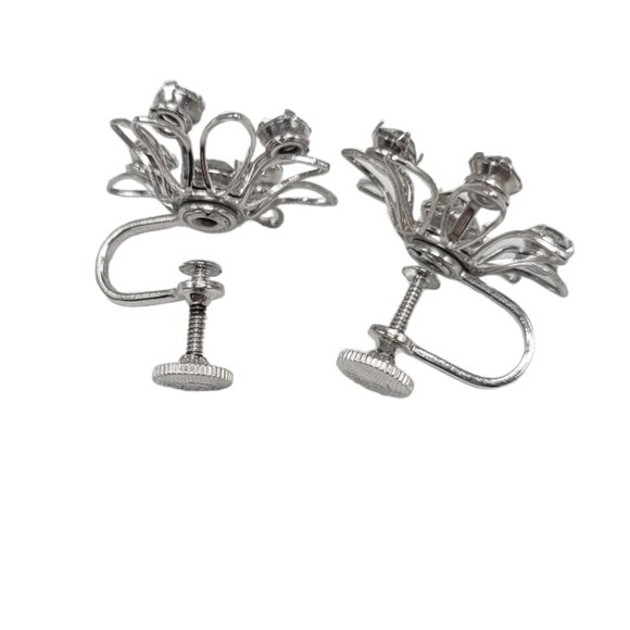 Vtg Signed B N Rhinestone Flower Leaf Necklace Earrings Set Demiparure Brooch Pe - Picture 16 of 16